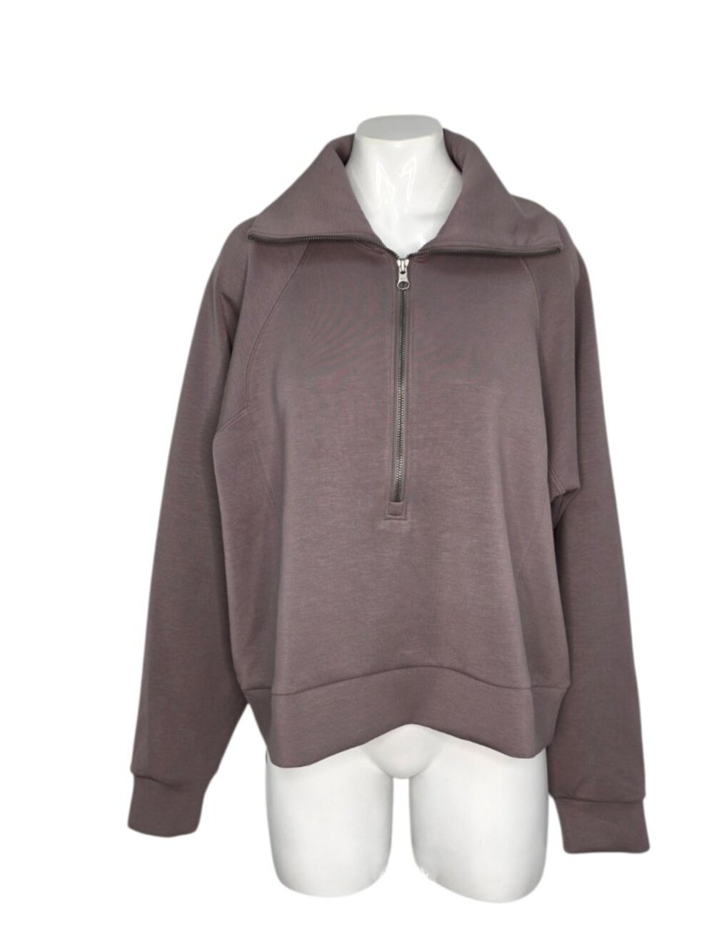 Quince Cloud Comfort Half Zip Sweatshirt, Dark Taupe, Tencel Modal, Size XL
